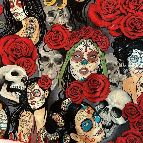 Tapestry Small Blanket Hand Embellished Sugar Skulls Cactus Hand Crocheted - Picture 8 of 11